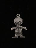 Boy with Horseshoe Sterling Silver Charm Pendant