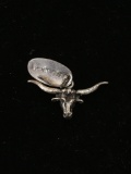 Longhorn Bull Sterling Silver Charm Pendant