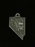 Nevada State Map Sterling Silver Charm Pendant