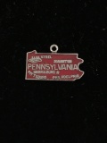 Pennsylvania State Map Sterling Silver Charm Pendant