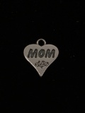 Mom in Heart Sterling Silver Charm Pendant