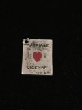 Marriage License Sterling Silver Charm Pendant