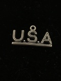 USA Initials Sterling Silver Charm Pendant