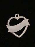 Heart with Ribbon Sterling Silver Charm Pendant
