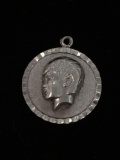 Boys Head on Circle Sterling Silver Charm Pendant