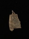 Gold Tone Alabama State Map Sterling Silver Charm Pendant