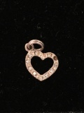 Heart with Some Stones Sterling Silver Charm Pendant