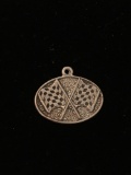 Pair of Checkered Flags Sterling Silver Charm Pendant