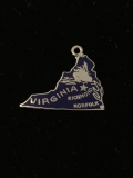 Virginia State Map Sterling Silver Charm Pendant