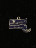Massachusetts State Map Sterling Silver Charm Pendant