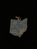 Ohio State Map Sterling Silver Charm Pendant