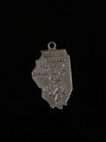 Ilinois State Map Sterling Silver Charm Pendant