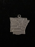 Arkansas State Map Sterling Silver Charm Pendant