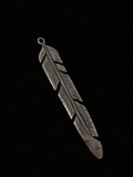 Long Feather Sterling Silver Charm Pendant