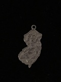 New Jersey State Map Sterling Silver Charm Pendant