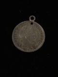 1892 Barber Dime Style Sterling Silver Charm Pendant