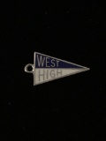 West High Pennant Flag Sterling Silver Charm Pendant