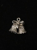Pair of Christmas Bells Sterling Silver Charm Pendant