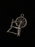 Old Time Weaving Machine Sterling Silver Charm Pendant
