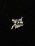 Diploma with Graduation Hat Sterling Silver Charm Pendant