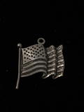 United States American Flag Sterling Silver Charm Pendant