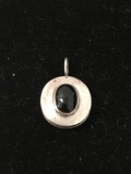 Art Deco Hanging Charm with Black Stone Sterling Silver Charm Pendant