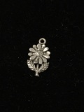 Sunflower Sterling Silver Charm Pendant