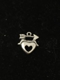 Heart with Arrow Over It Sterling Silver Charm Pendant