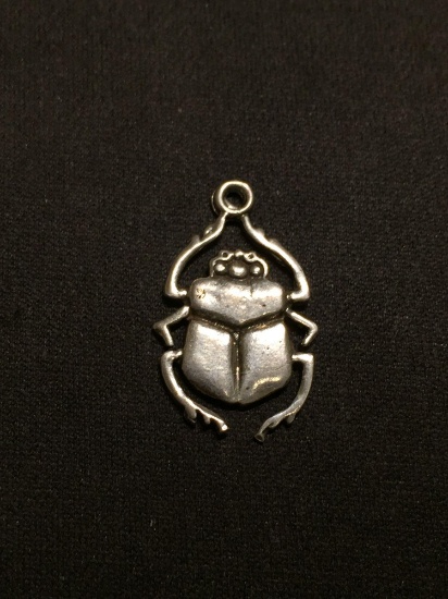 Scarab Motif 22mm Long Sterling Silver Pendant