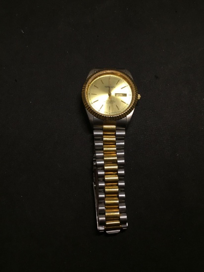 Gruen Designed Round 35mm Bezel Two-Tone Stainless Steel Watch w/ Bracelet