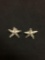 Starfish Motif 17mm Diameter Pair of Sterling Silver Button Earrings