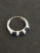 INCREDIBLE CID 14K 585 White Gold Designer Ring W/ 3 Sapphires & 28 Diamonds - Size 7.25