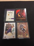 4 Card Lot of Kobe Bryant Los Angeles Lakers Rare Insert Cards from Estate Collection