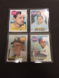 4 Card Lot of Vintage 1969 Topps Baseball Cards from Estate Collection