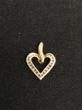 Petite 15 Diamond 10K Yellow Gold Small Heart Pendant