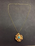 Old Pawn Turquoise Wood Knot Chunk Necklace
