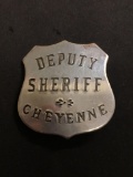 Vintage Deputy Sheriff Cheyenne Silver Tone Police Badge