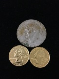 Eisenhower $1 Commemorative Coin & 2 Gold Plated Washington Quarters