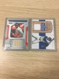 2 Card Lot of Baseball Jersey and Bat Relic Cards from Collection - Carlos Beltran & Mark Teixeira