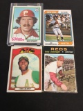4 Card Vintage 1970s Topps Baseball Card Lot with 1978 Topps Mike Schmidt Card
