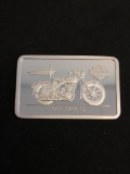 1.38 Ounce .999 Fine Silver HARLEY DAVIDSON Rare Art 1961 Super 10 Motorcycle Bar - 43 Grams