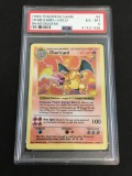PSA Graded 1999 Pokemon Base Set CHARIZARD Shadowless Trading Card - EXMT 6