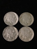 Lot of 4 United States Buffalo Indian Head Nickels