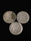 Lot of 3 United States Buffalo Indian Head Nickels
