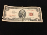 1963 United States $2 Jefferson Red Seal Bill Currency Note