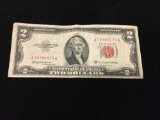 1953-C United States $2 Jefferson Red Seal Bill Currency Note