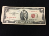 1953 United States $2 Jefferson Red Seal Bill Currency Note