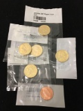 6 Count Lot of United States Littleton Coin Co. Uncirculated Coins - Gold Plated Nickels and More