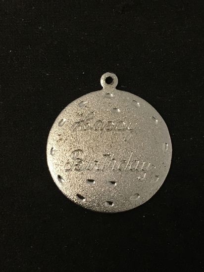 Etched Happy Birthday Sterling Silver Charm Pendant