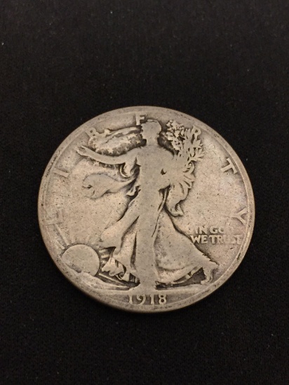 1918-S United States Walking Liberty Silver Half Dollar - 90% Silver Coin from Estate